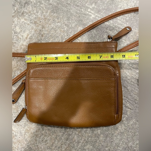 Tignanello Brown Genuine Pebble Leather Crossbody Bag W/ Organizer Wallet Pocket - Picture 11 of 13